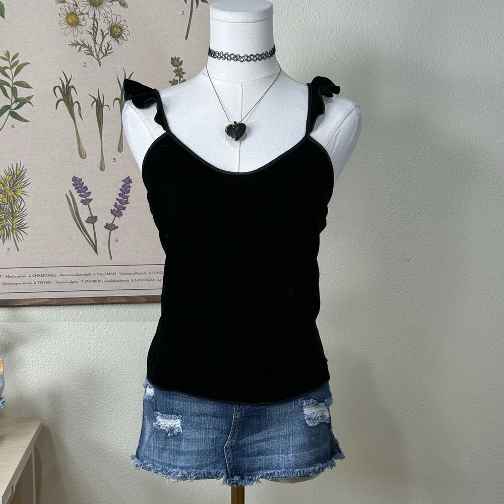Victorias Secret Velvet Ruffle Cami Top Whimsigoth Romantic Goth Dark Coquette S